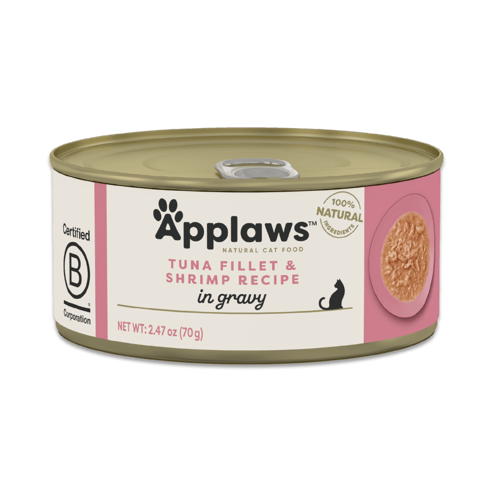 Applaws Natural Tuna Fillet and Shrimp In Gravy Adult Wet Cat Food Can