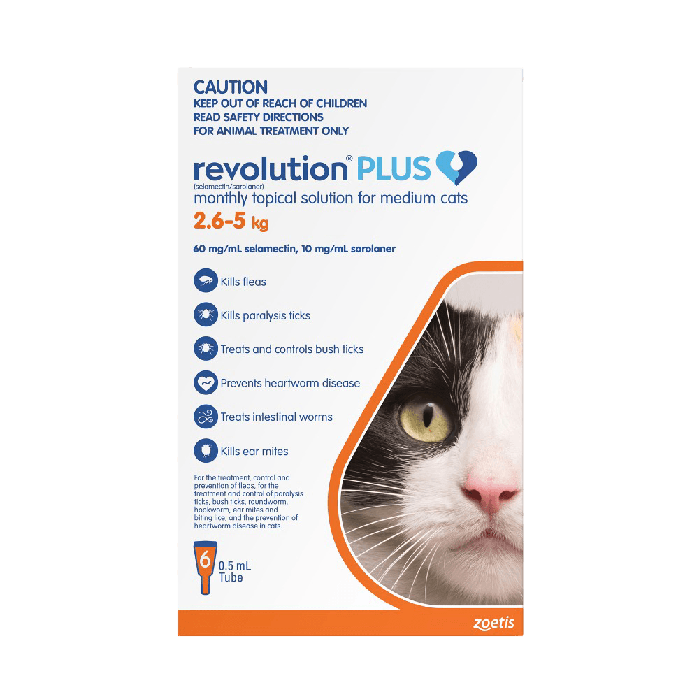 Revolution Plus for Medium Cats 2.6–5.0kg (Orange) Flea, Tick & Worm Protection