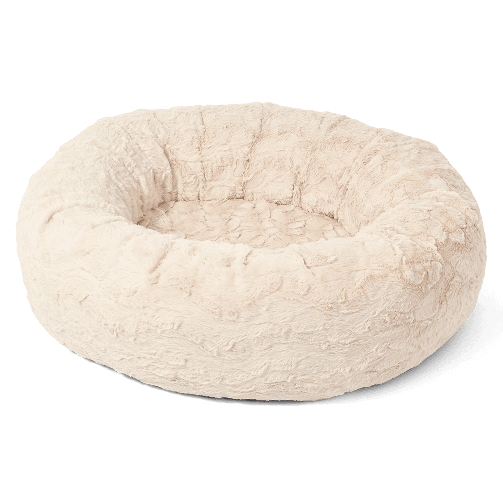 Donut Bolster Pet Bed Brushed Fleece Cream