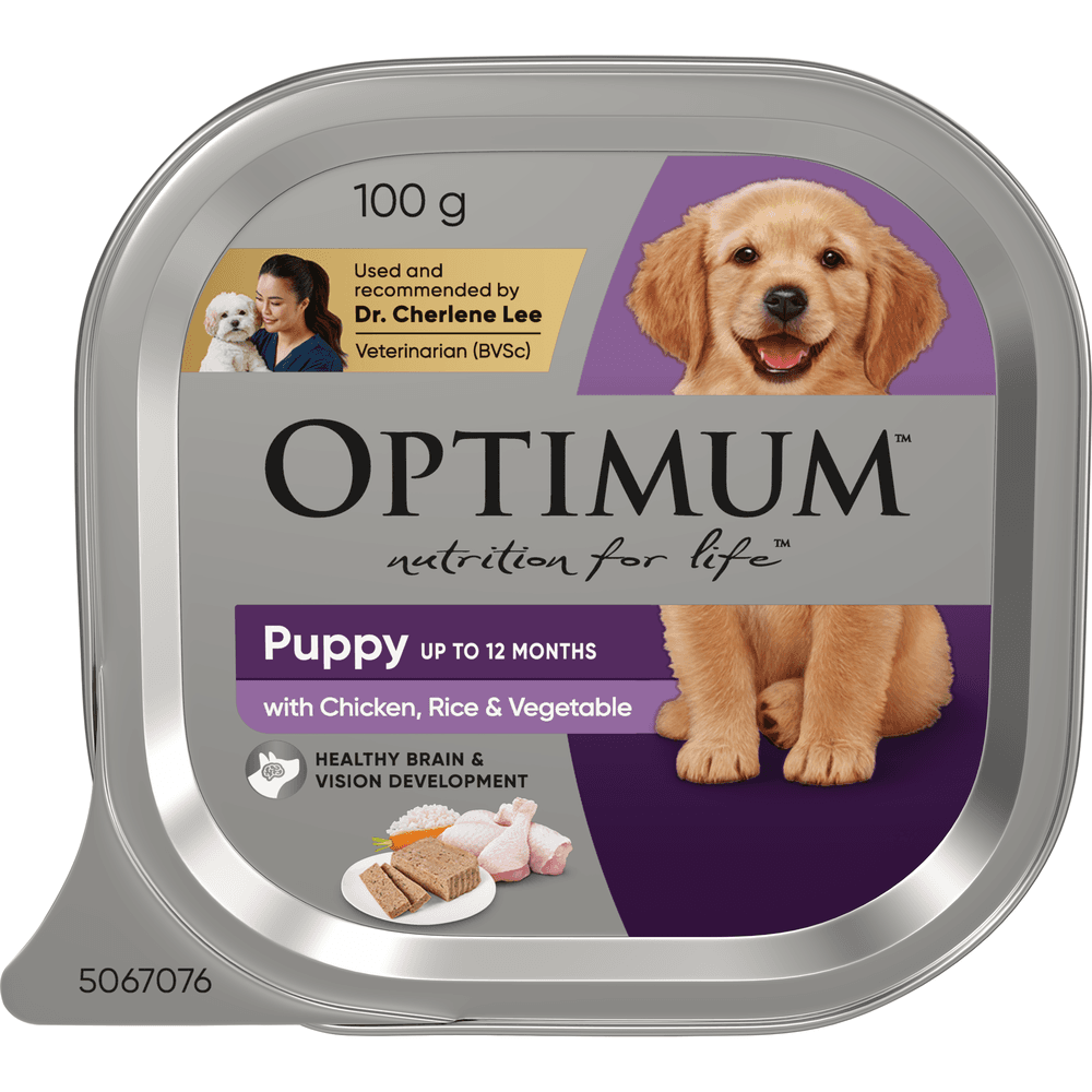 Optimum Chicken Rice with Vegetables Puppy Wet Dog Food Trays