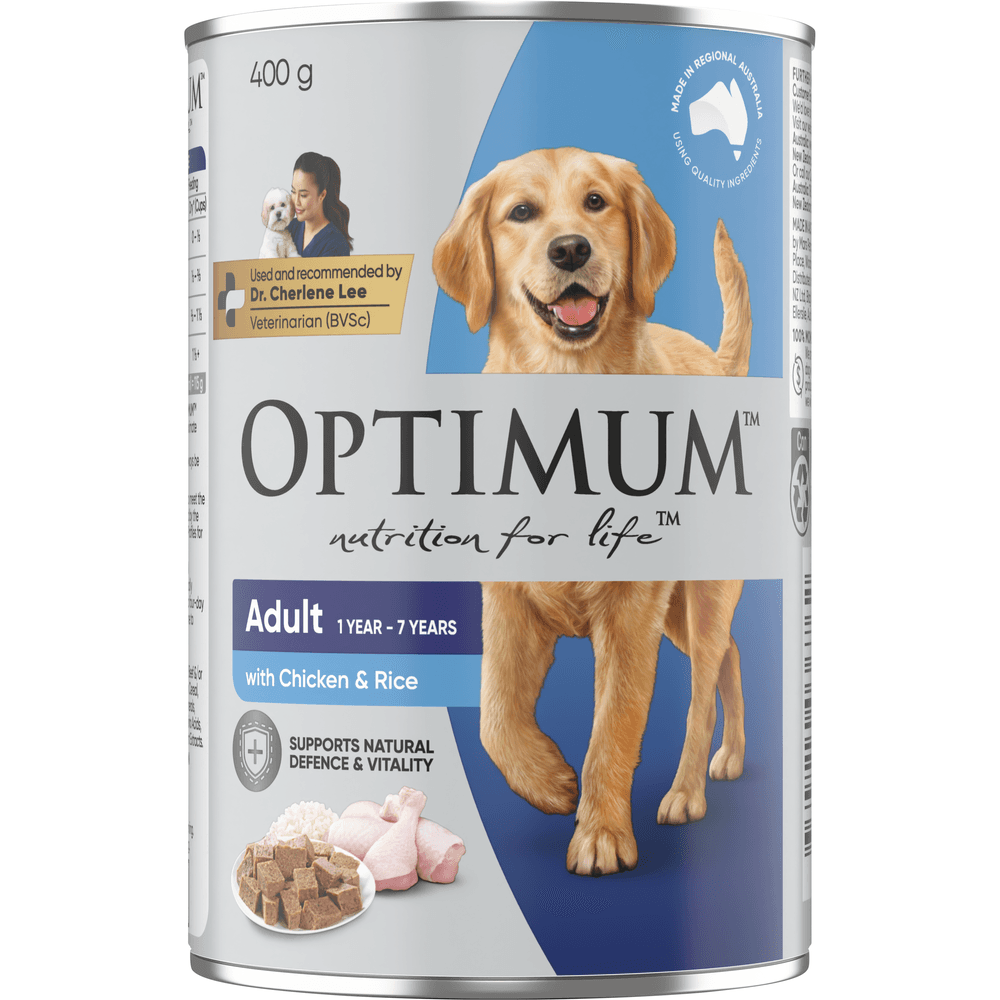 Optimum Chicken Rice Adult Wet Dog Food Cans