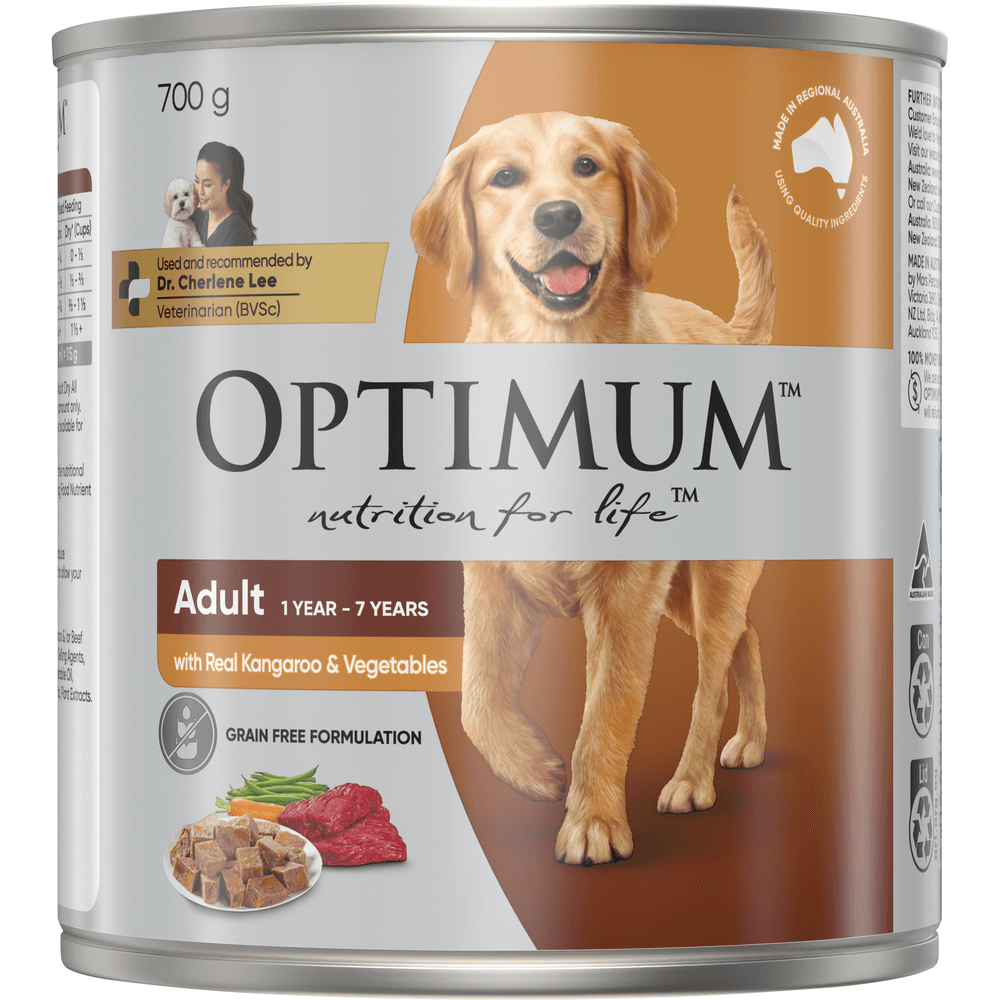 Optimum Adult Kangaroo And Vegetables Wet Dog Food Can