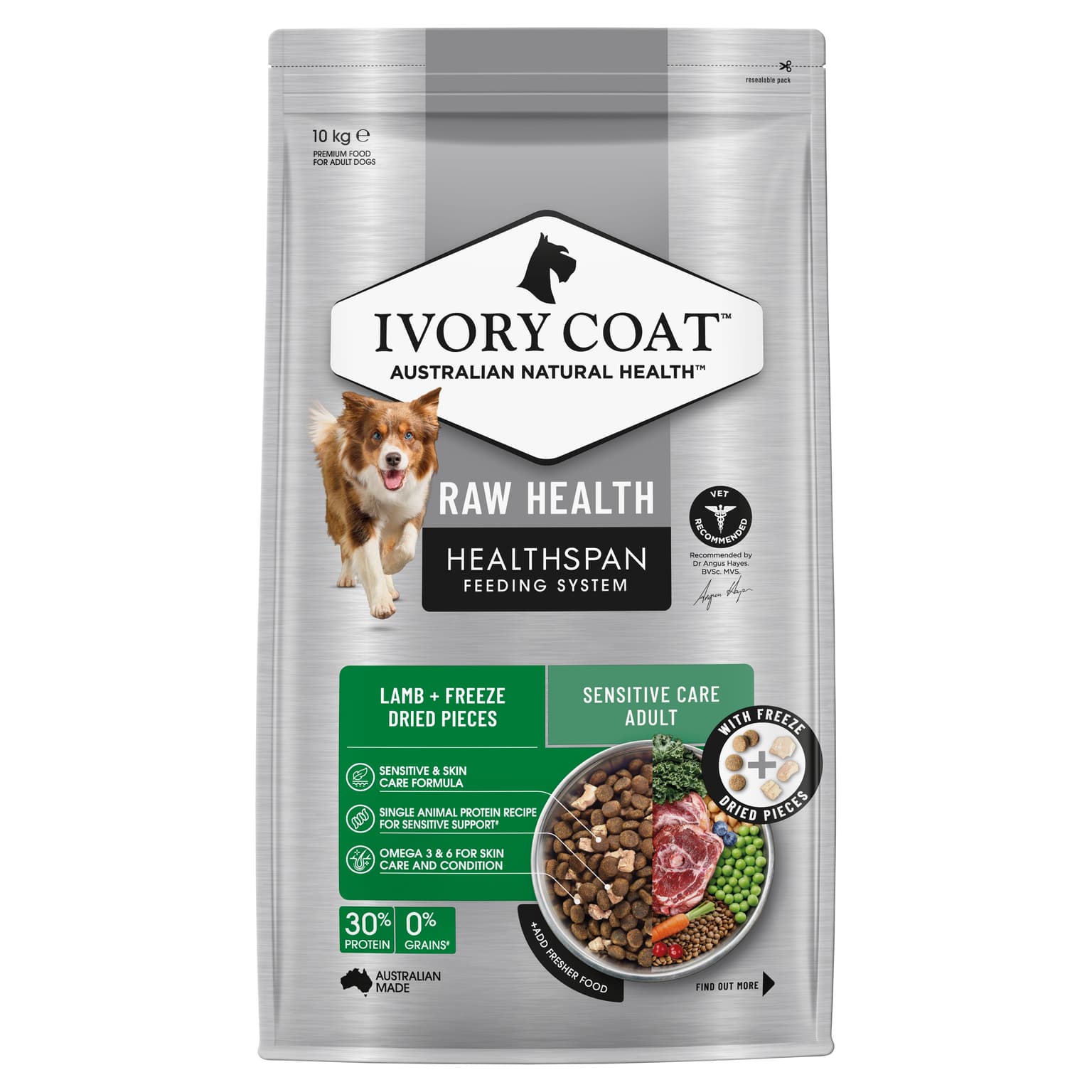 Ivory Coat Raw Health Adult Sensitive Care Dog Food
