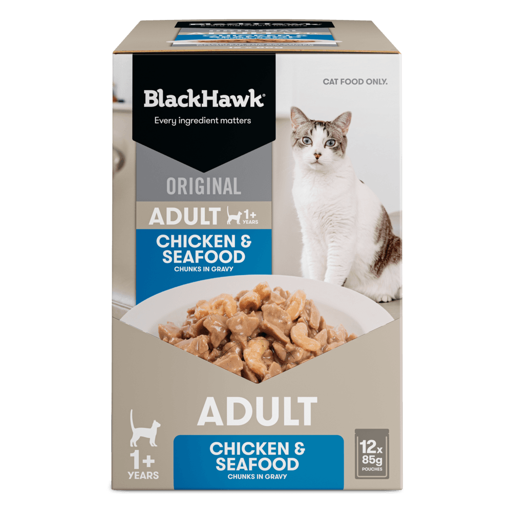 Wet Cat Food Adult Chicken And Seafood In Gravy Pouches