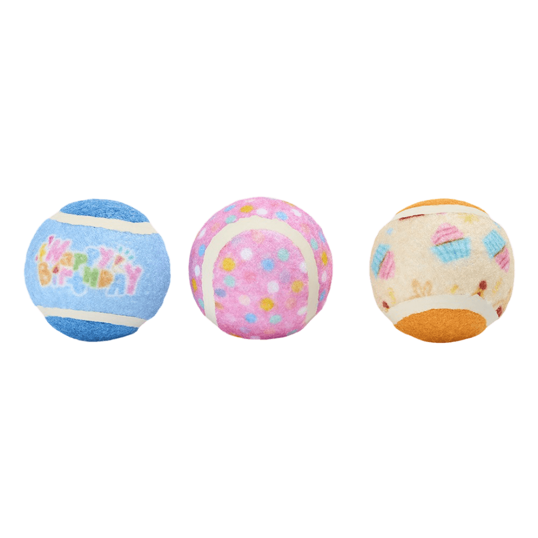 Birthday Party 3 Pack Tennis Balls Dog Toys