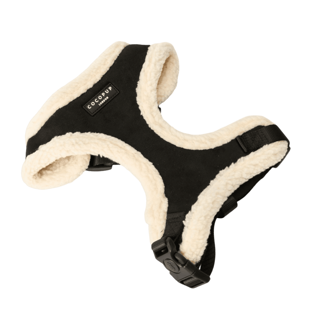 Dog Harness in Black Aviator Sherpa