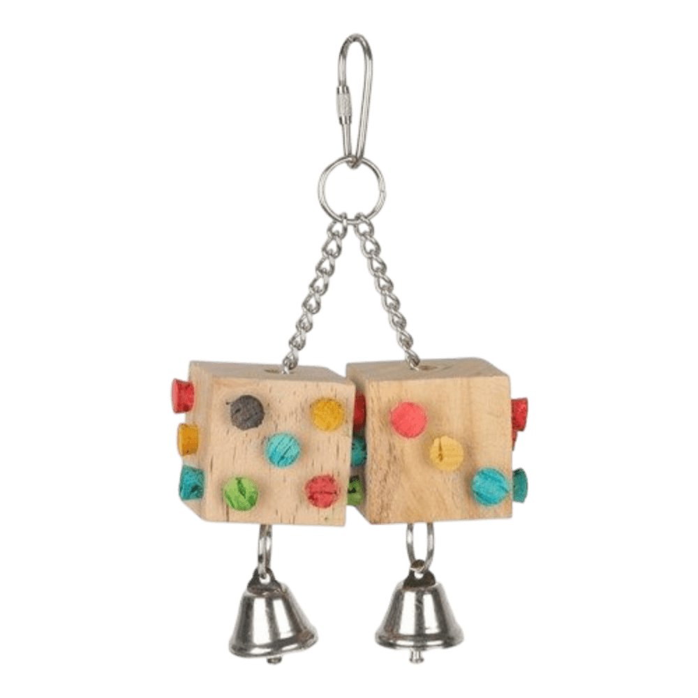 Dual Dice With Bells Hanging Bird Toy
