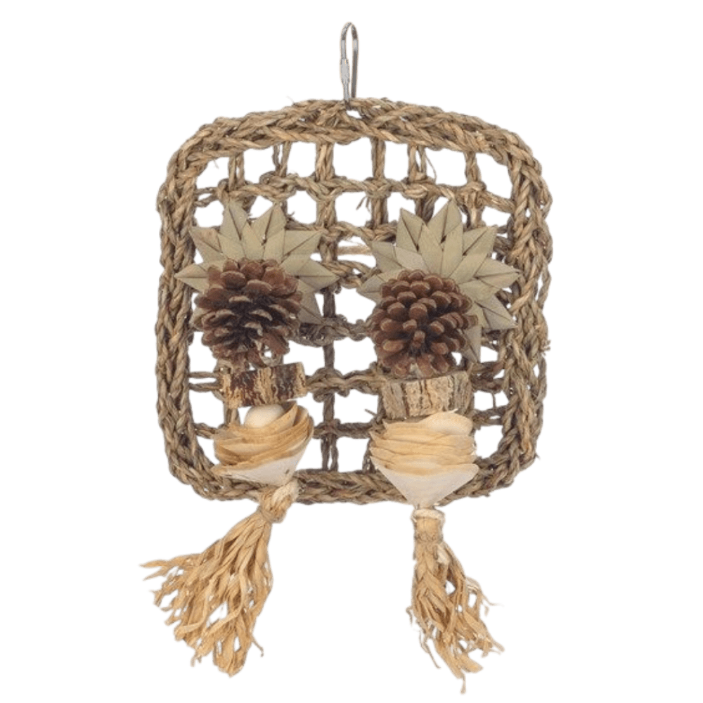 Square Seagrass Playwall Hanging Bird Toy