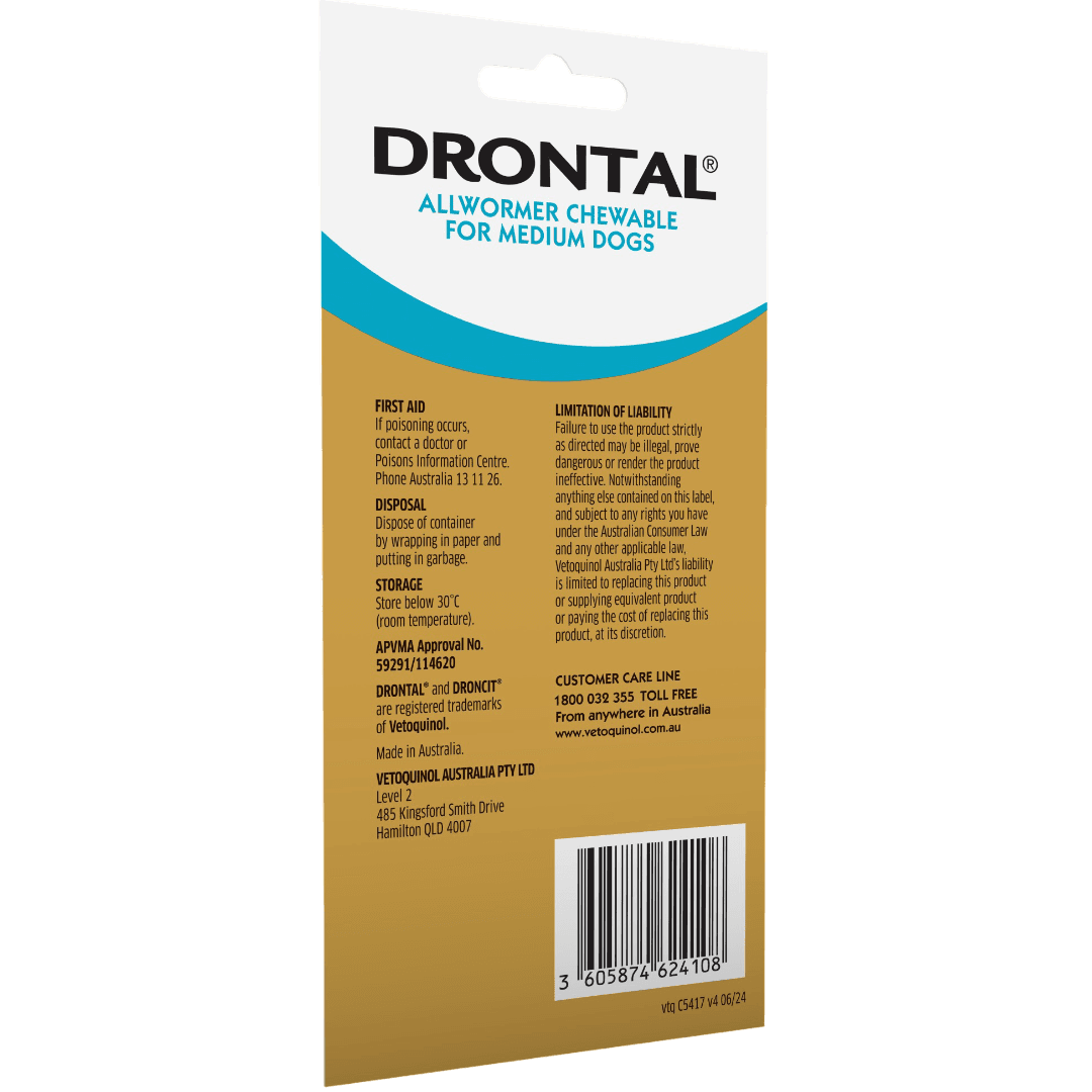 Drontal Allwormer Chewables for Medium Dogs 10kg
