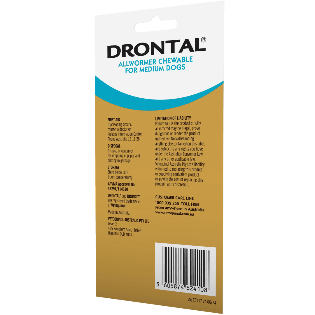 Drontal Allwormer Chewables for Medium Dogs 10kg