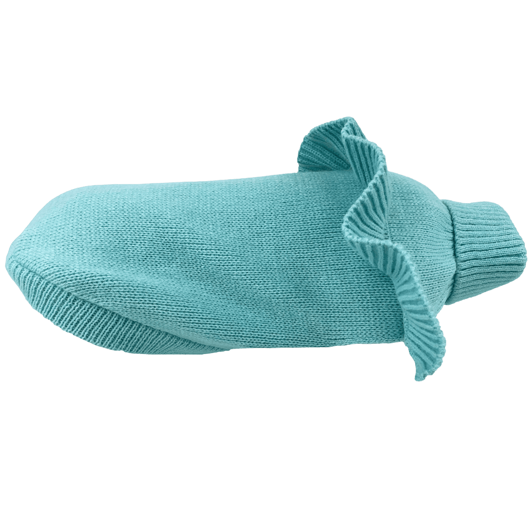 Frill Knit Tiffany Blue Dog Jumper