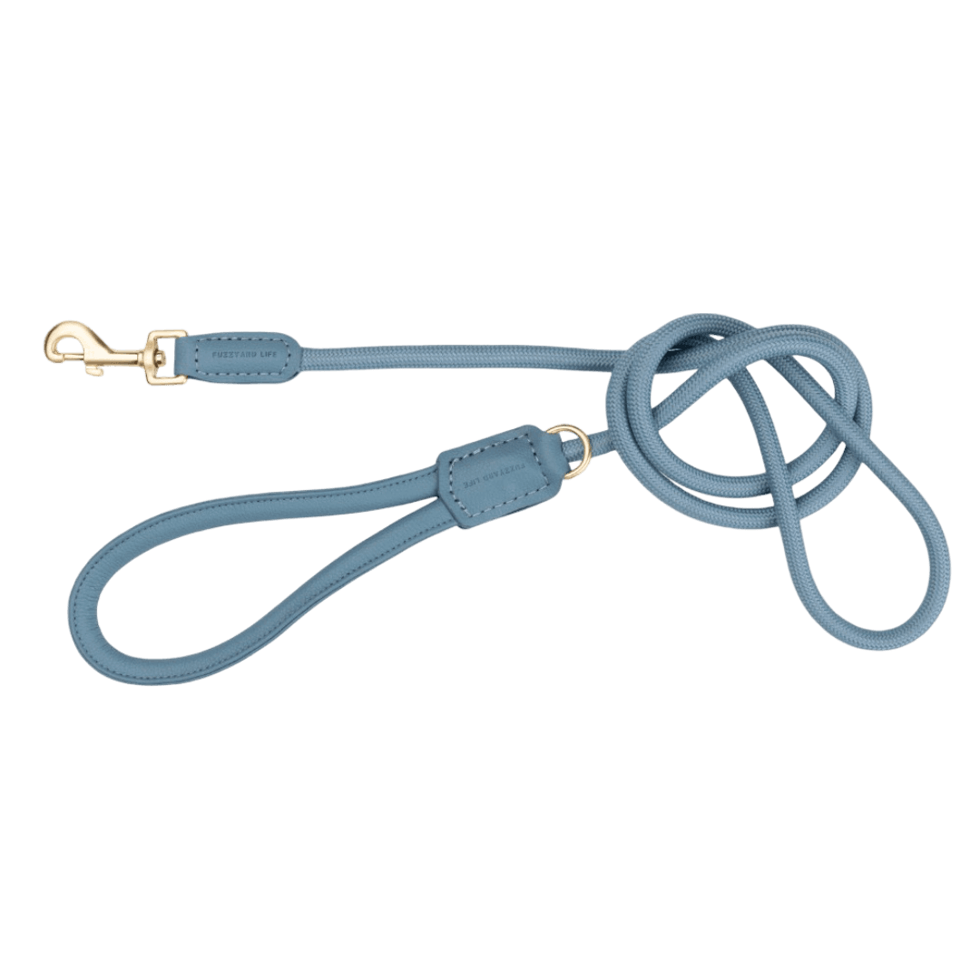 Life Atelier Vegan Leather Rope Dog Lead in French Blue