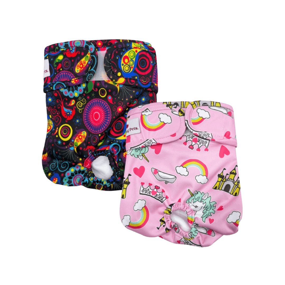 Washable Dog Nappies Pink Purple 2 Pack