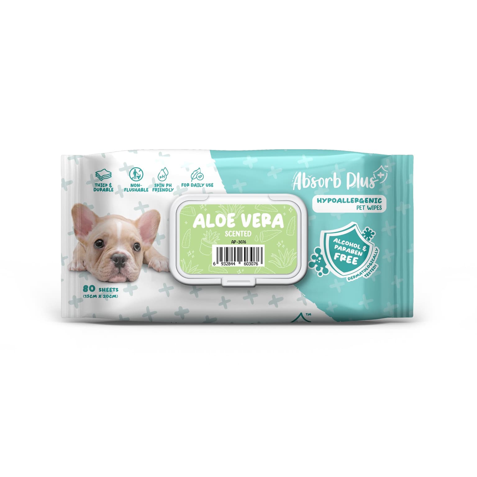 Absorb Plus Antibacterial Aloe Vera Scented Pet Wipes
