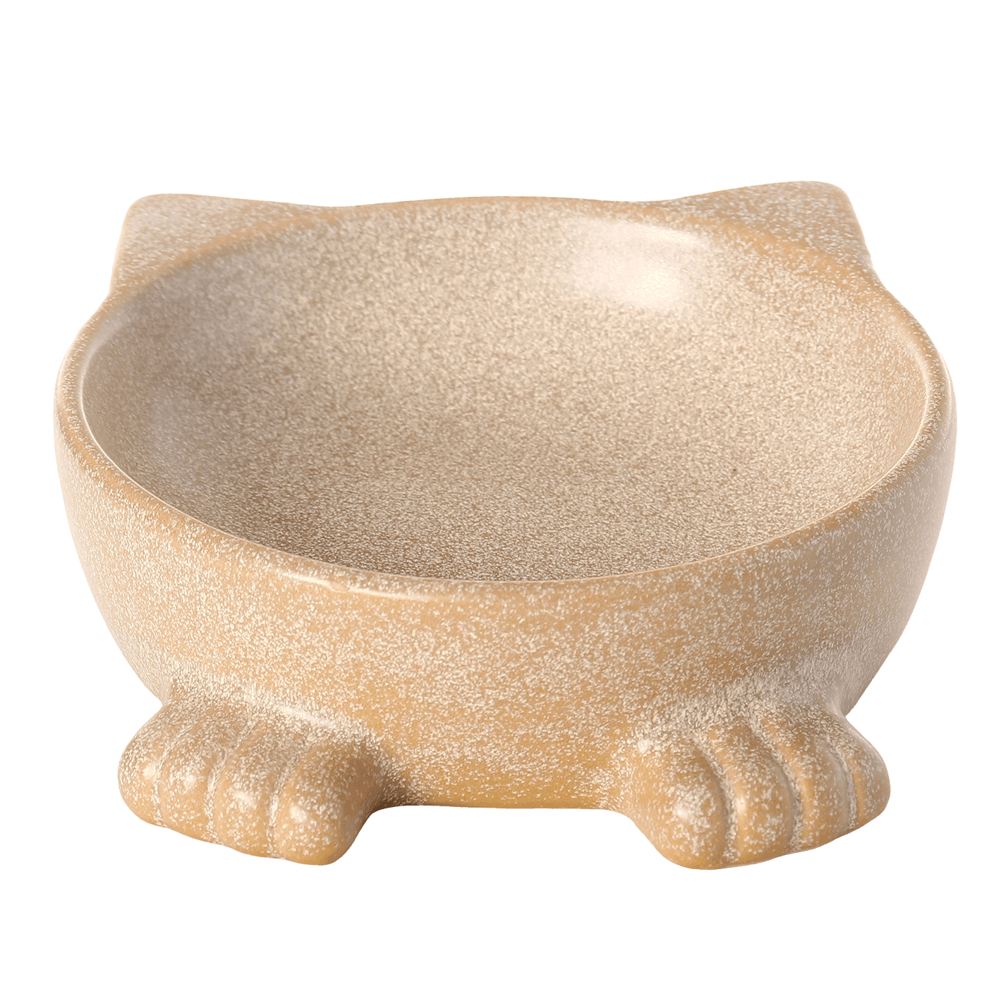 Cat Shaped Ceramic Pet Bowl in Natural White