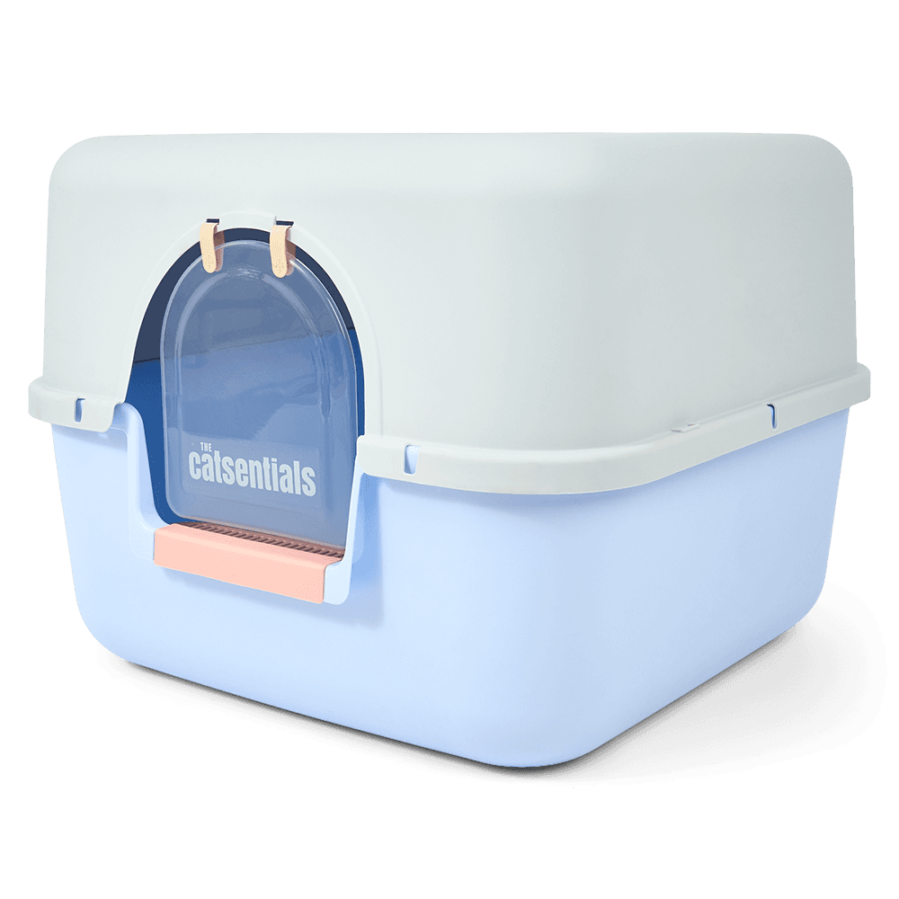 Square Enclosed Cat Litter Box Blue