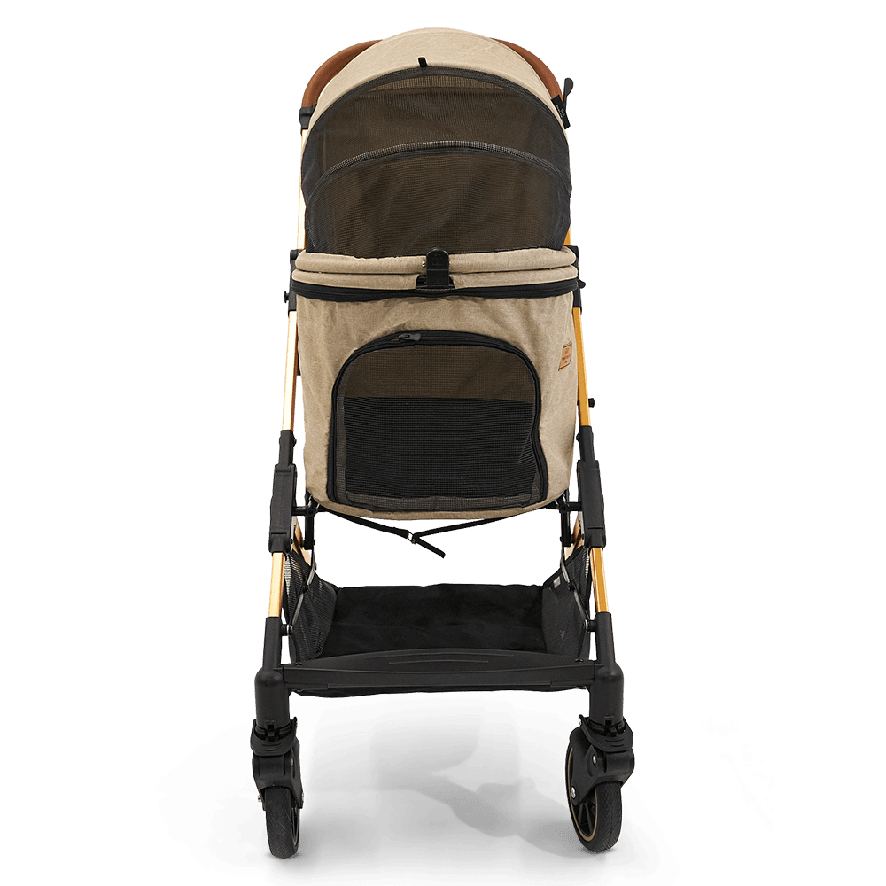 Foldable Pet Stroller Beige For Cats And Dogs