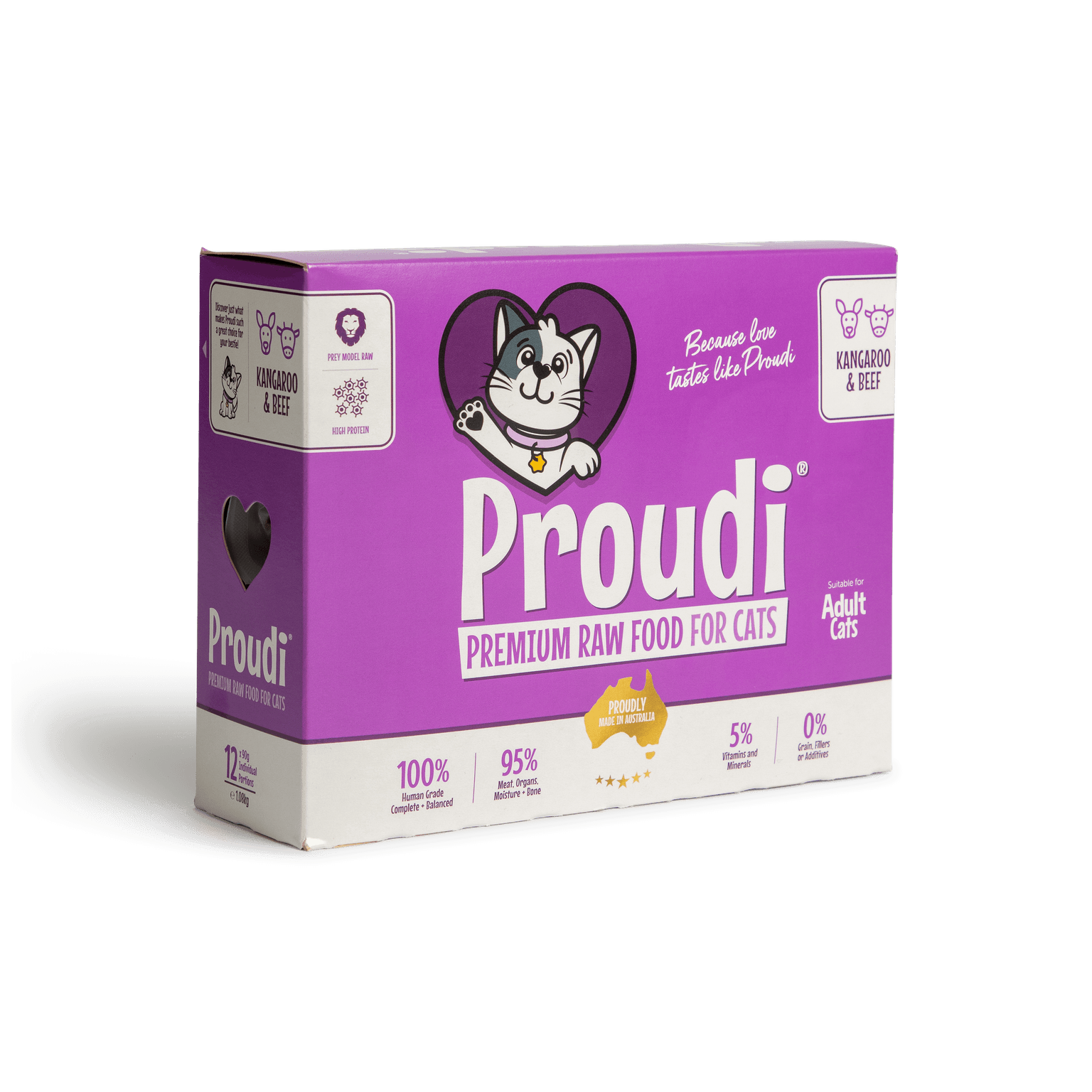 Premium Raw Kangaroo And Beef Frozen Cat Food
