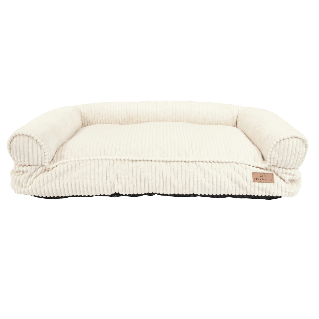 Plush Corduroy Rectangular Dog Bed Cream