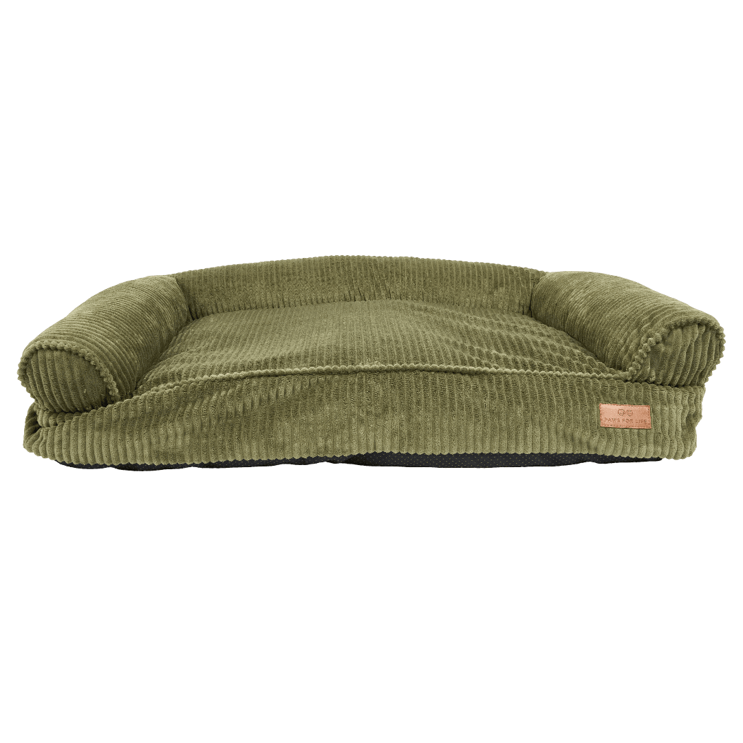 Plush Corduroy Rectangular Dog Bed Green