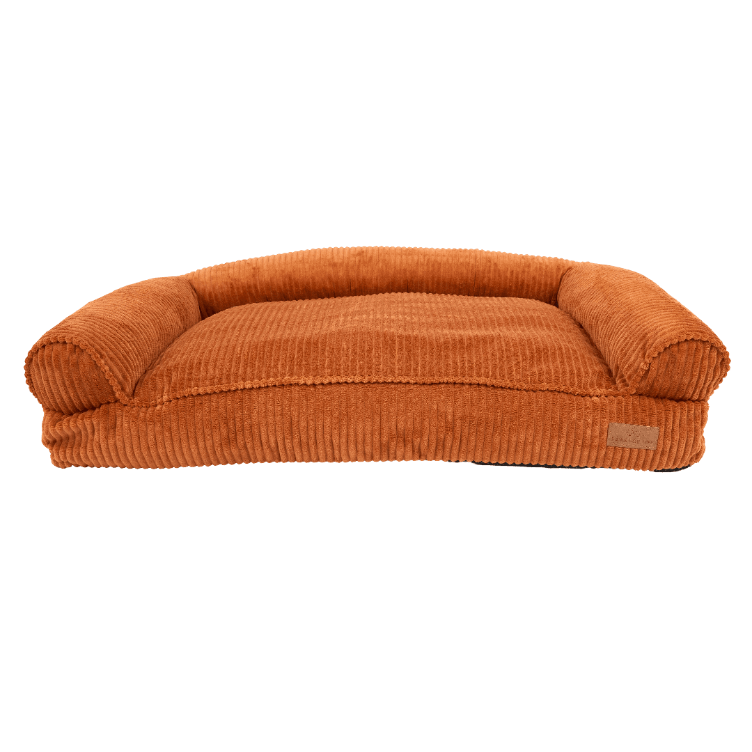 Plush Corduroy Rectangular Dog Bed Orange