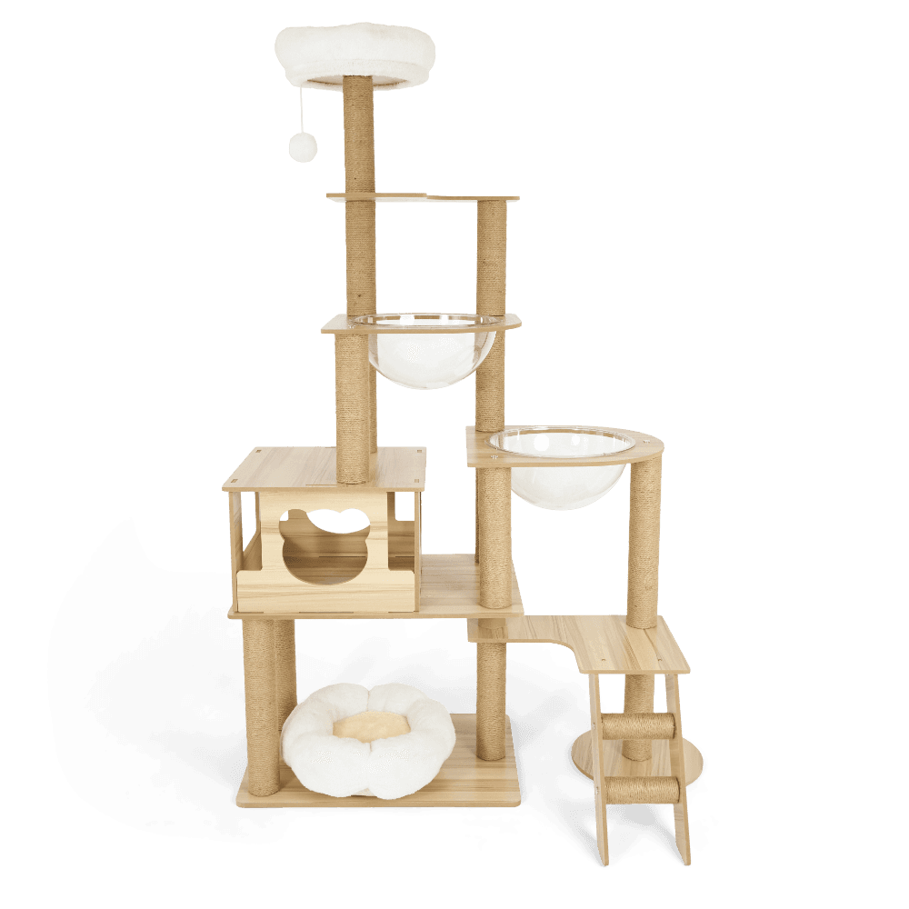 Tall Cat Scratching Tree With Stairs Natural