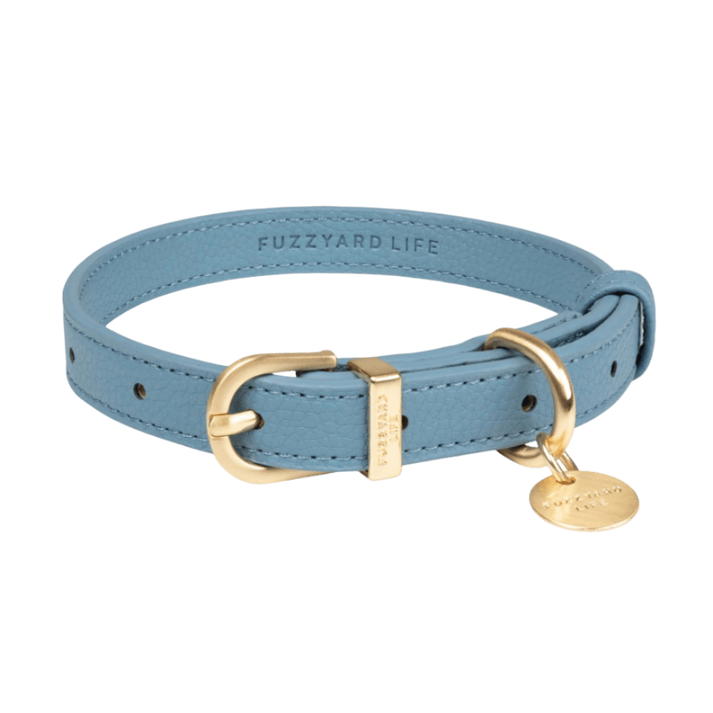 Life Atelier Vegan Leather Dog Collar in French Blue