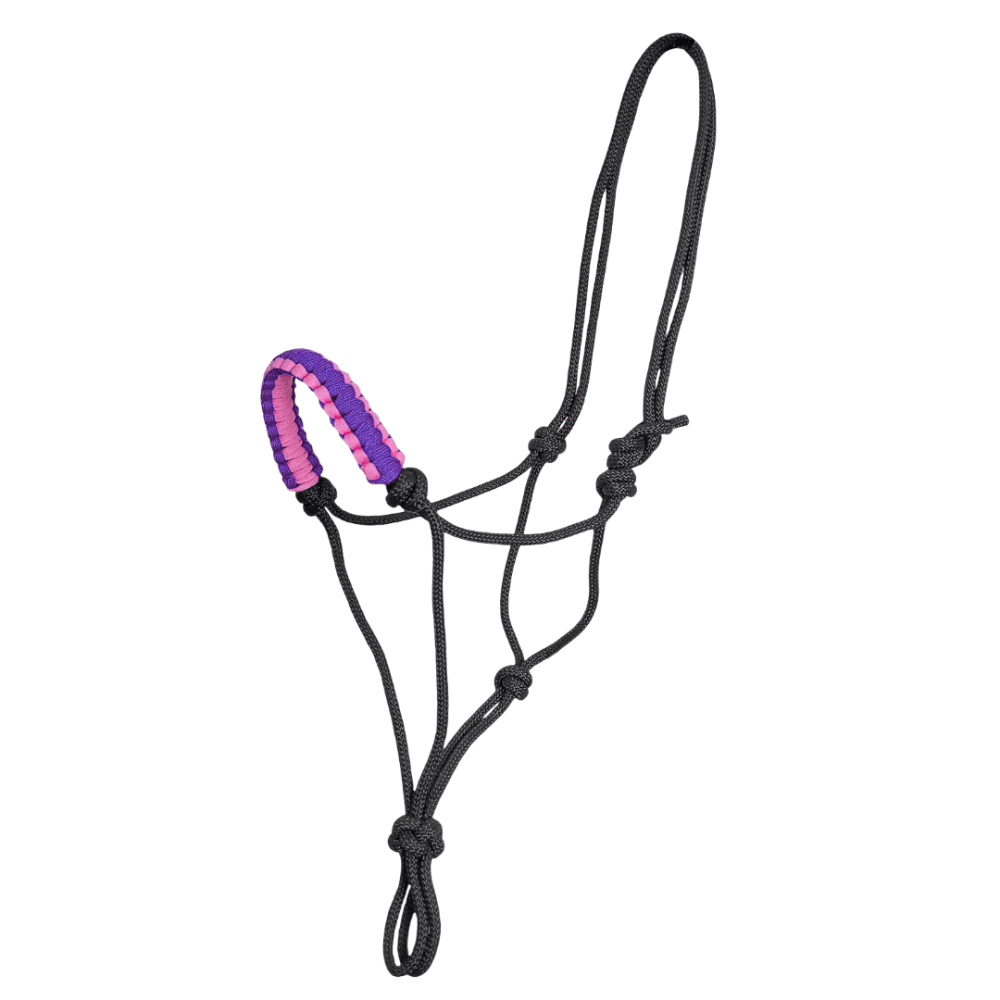 Padded Nose Rope Halter In Black And Purple For Horses