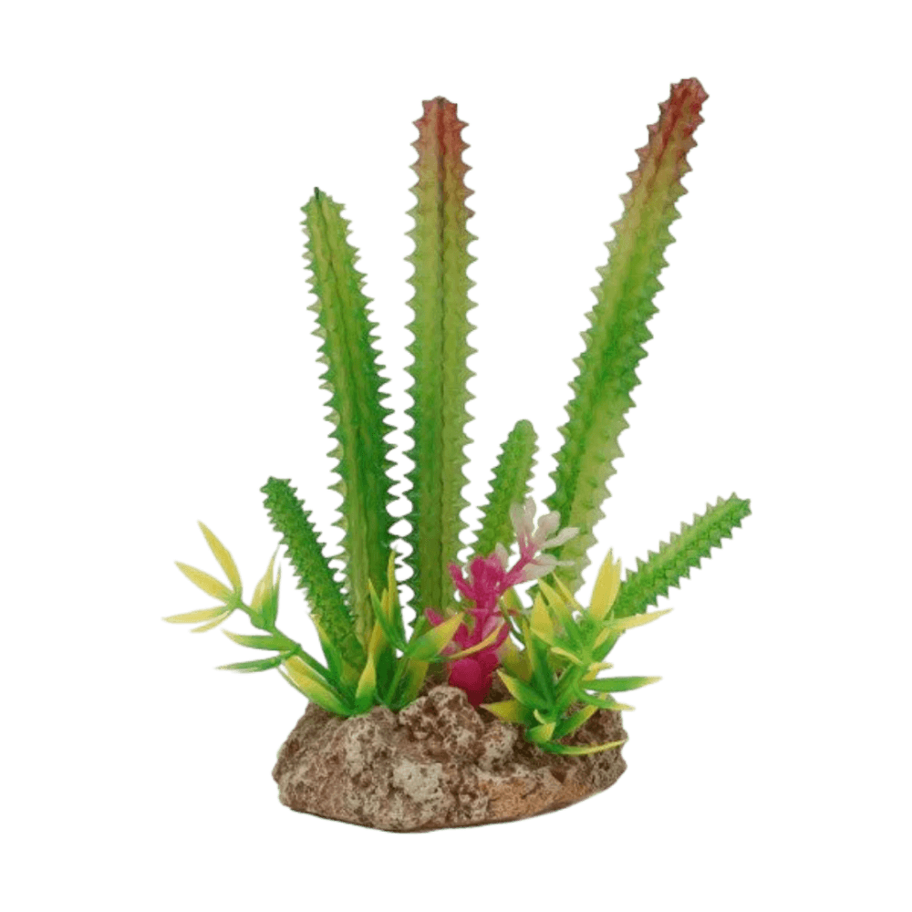 Eco Tech Reptile Multi Desert Cactus With Plant And Rock Decor