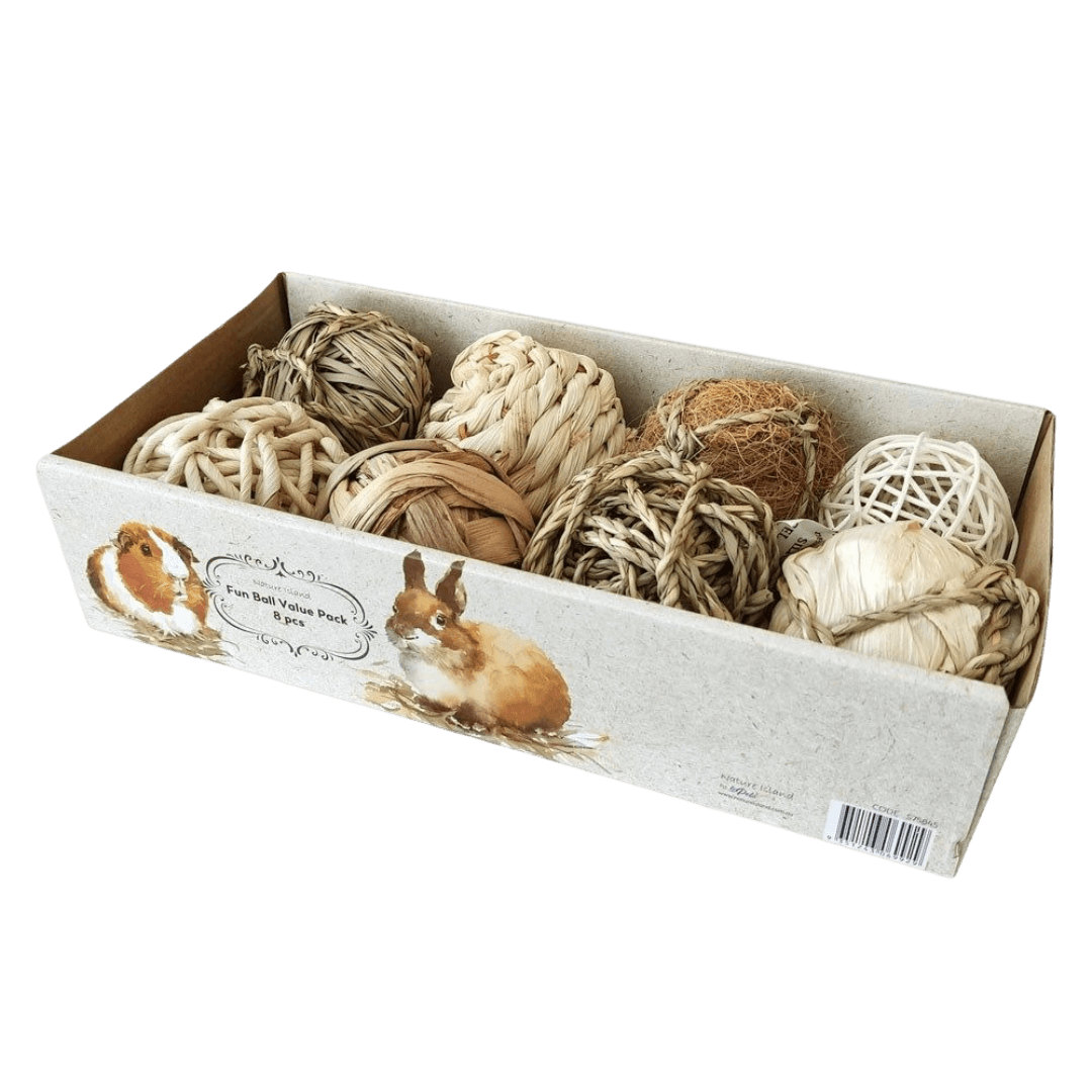 Nature Island Woven Assorted Fun Balls 8 Pack Toys For Small Animals
