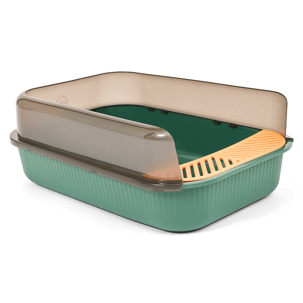 Semi Enclosed Cat Litter Box Dark Green