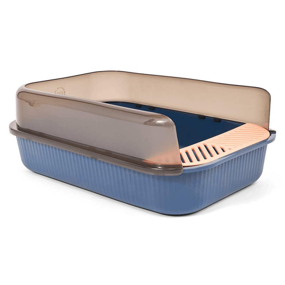 Semi Enclosed Cat Litter Box Dark Blue