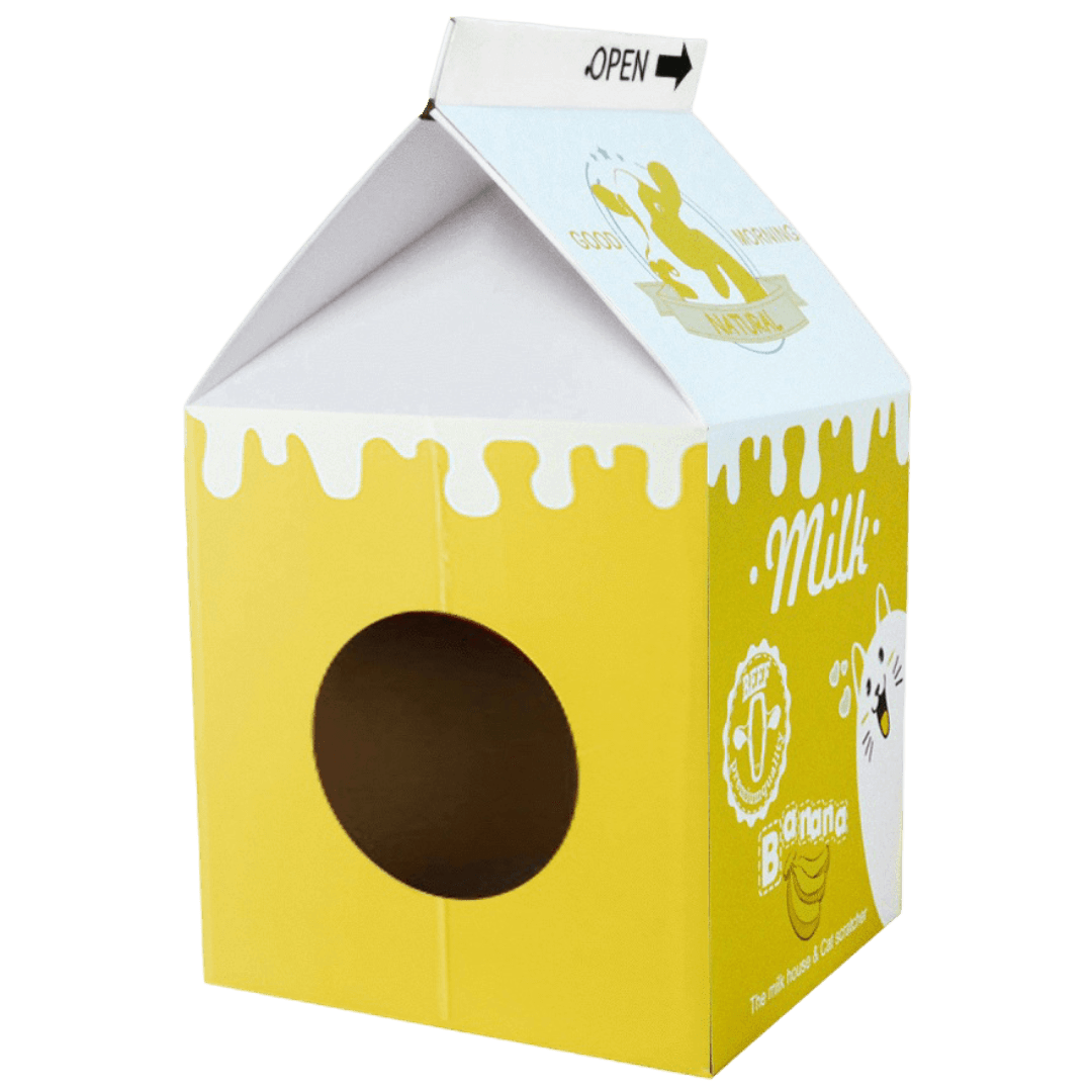 Zodiaccat Scratcher Milk Box Yellow