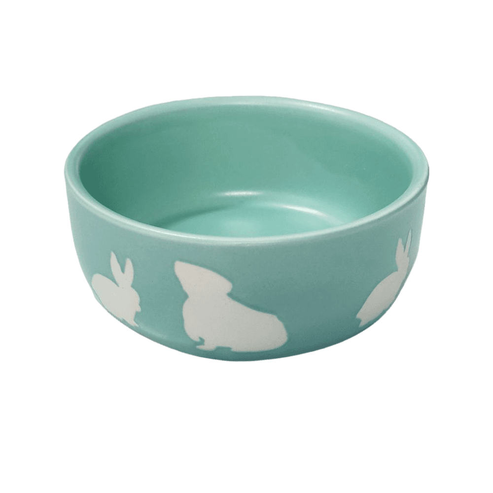 Nature Island Blue Rabbit And Guinea Pig Decal Ceramic Bowl