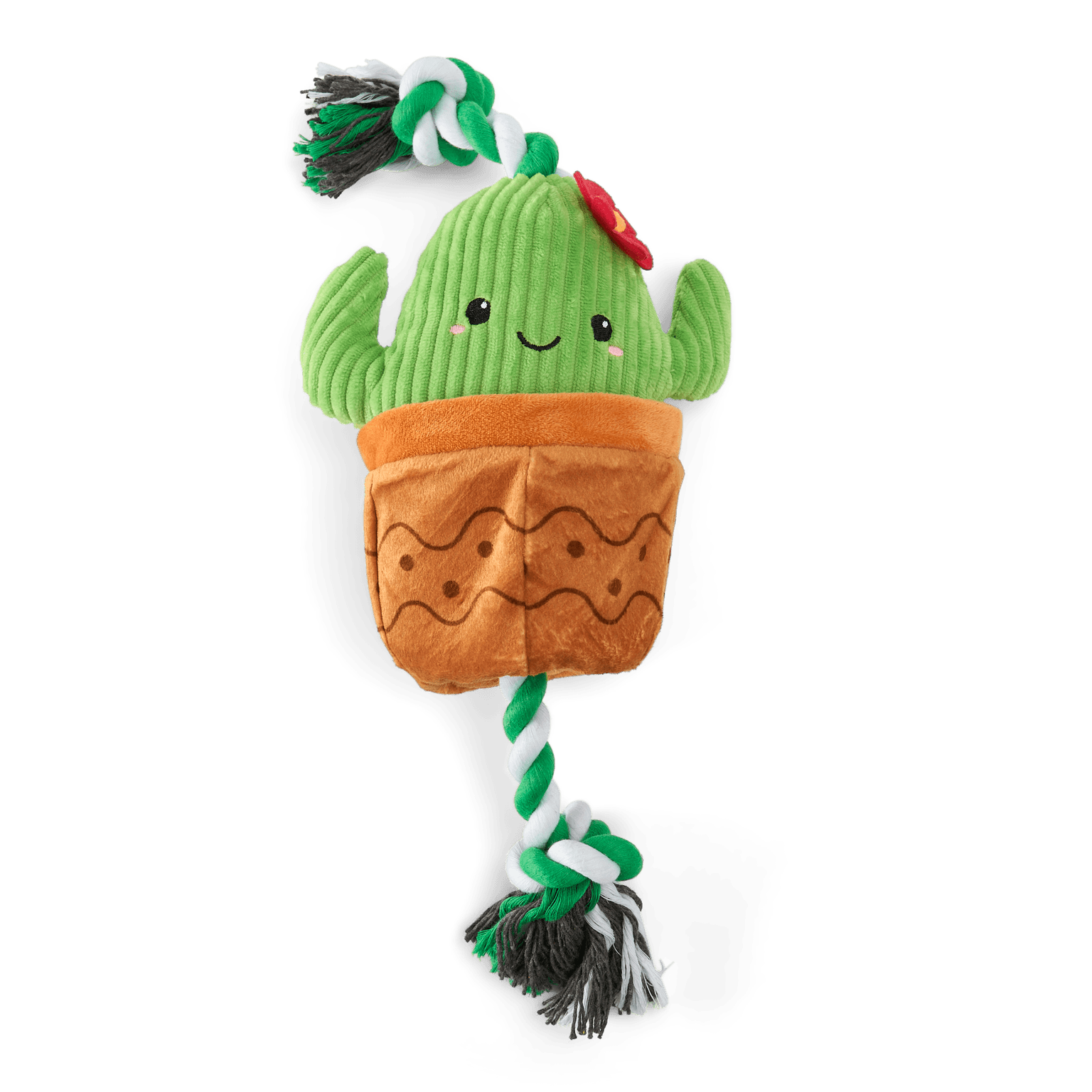 2 In 1 Plush Cactus And Flower Pot Rope Dog Tug Toy