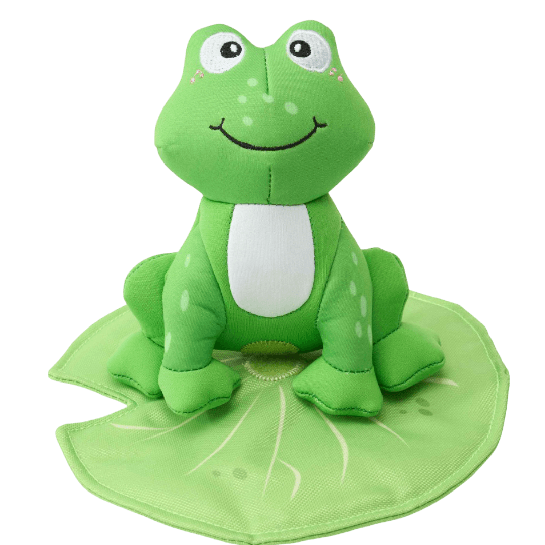 2 In 1 Floating Frog On Lily Pad Plush Dog Toy