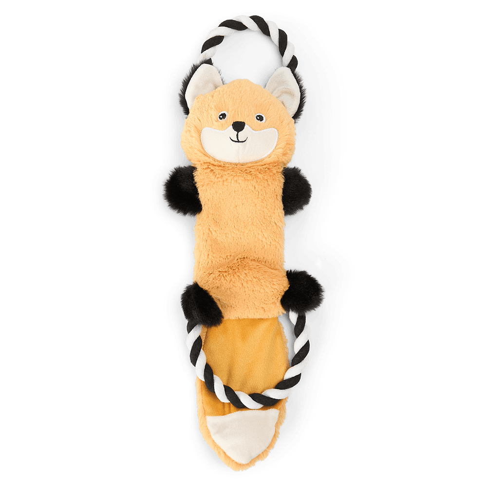 Plush Fox With Rope Dog Toy