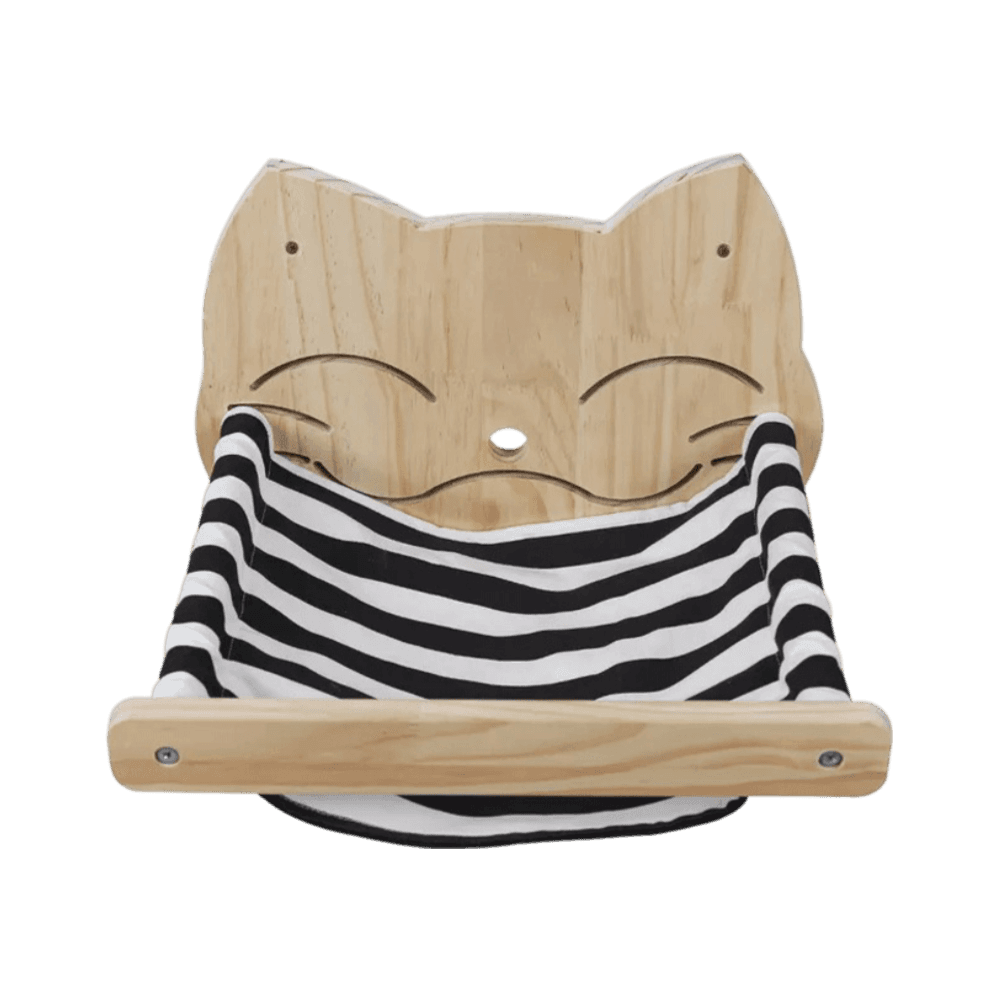 Wooden Cat Face Wall Mounted Hammock Cat Shelf