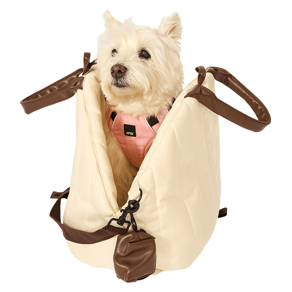 Dog Carrier Bag White with Poop Bag Holder