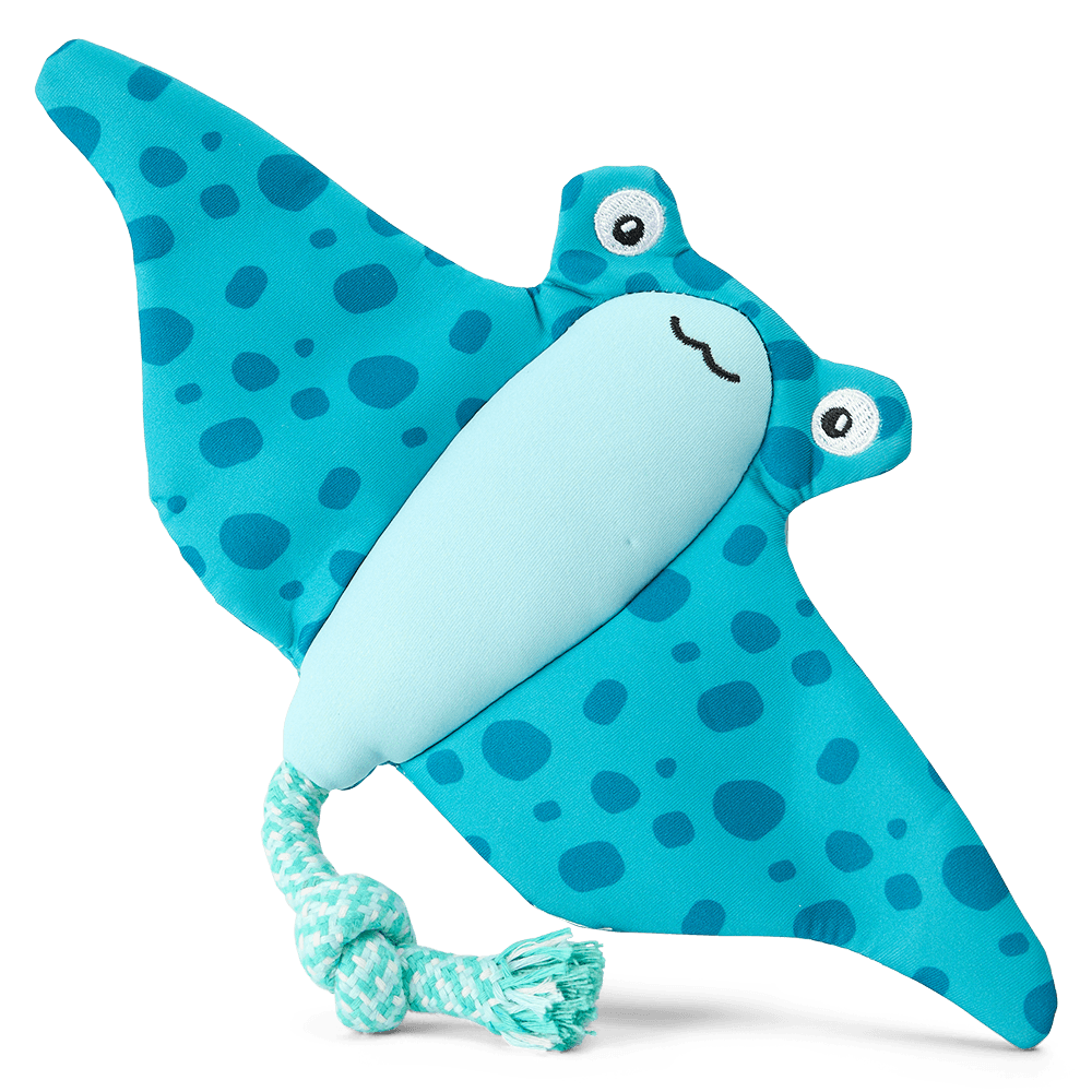 Floating Manta Ray With Rope And Crinkle Dog Toy