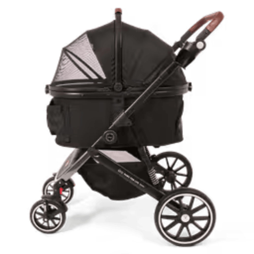 Foldable Pet Stroller Black With Black Frame