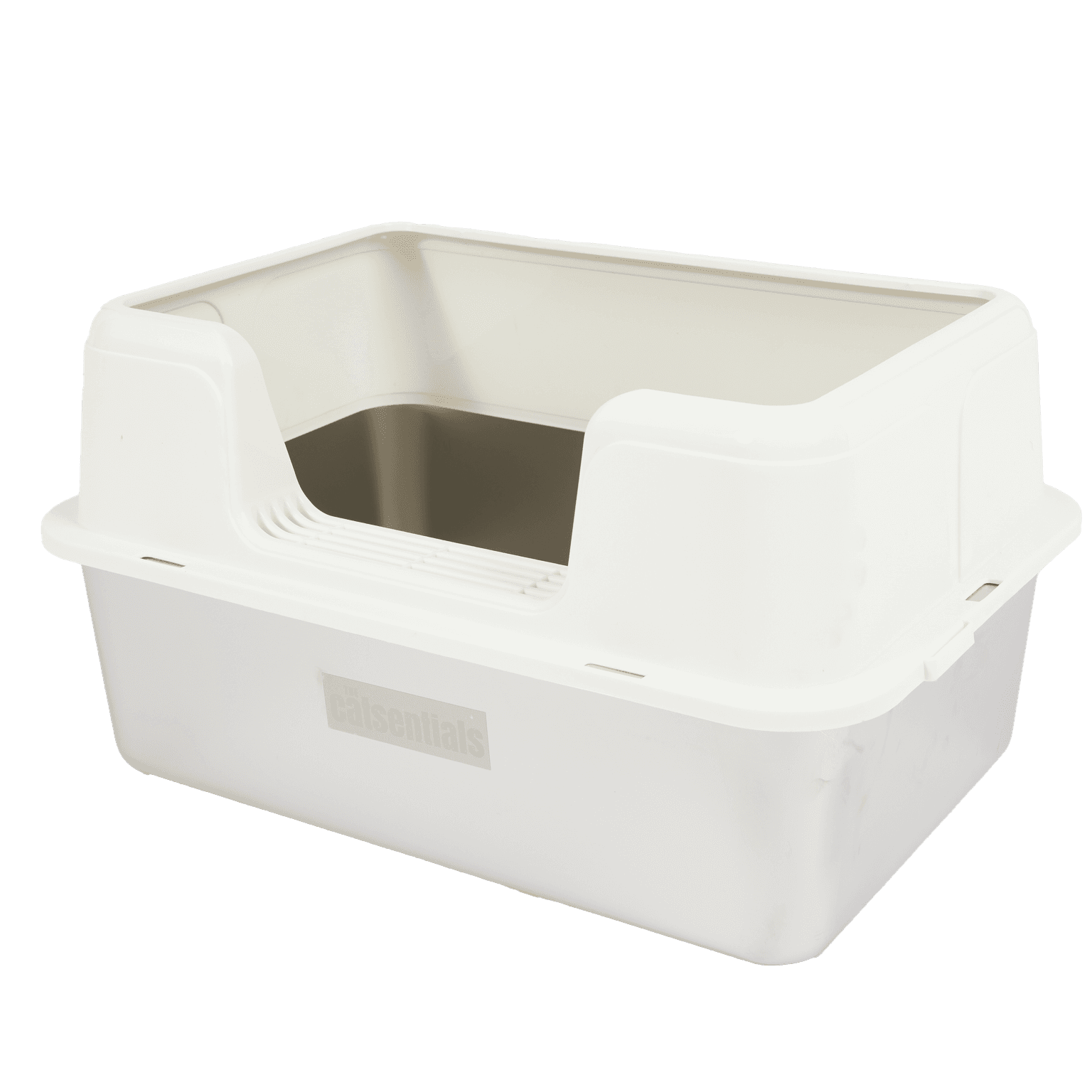 Front Opening Stainless Steel Cat Litter Box White