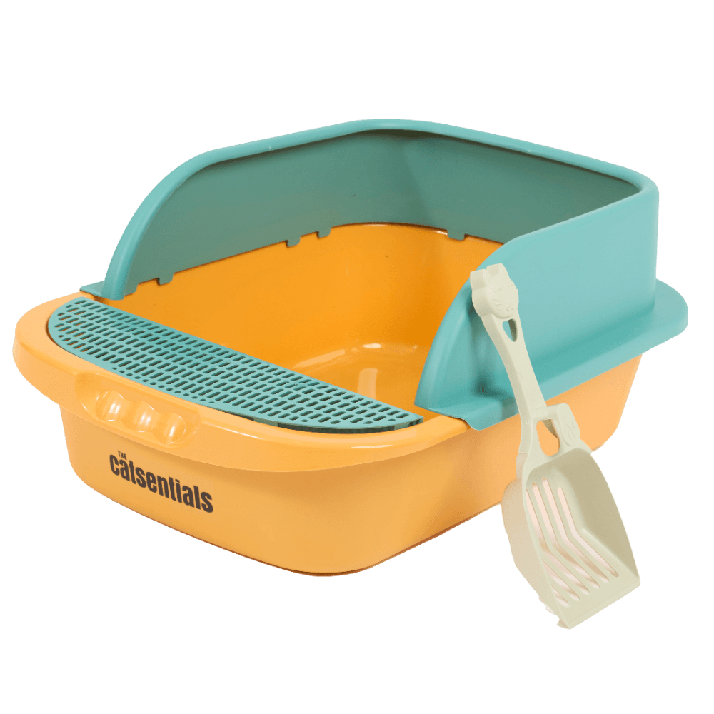 Large Semi Enclosed Cat Litter Box Yellow