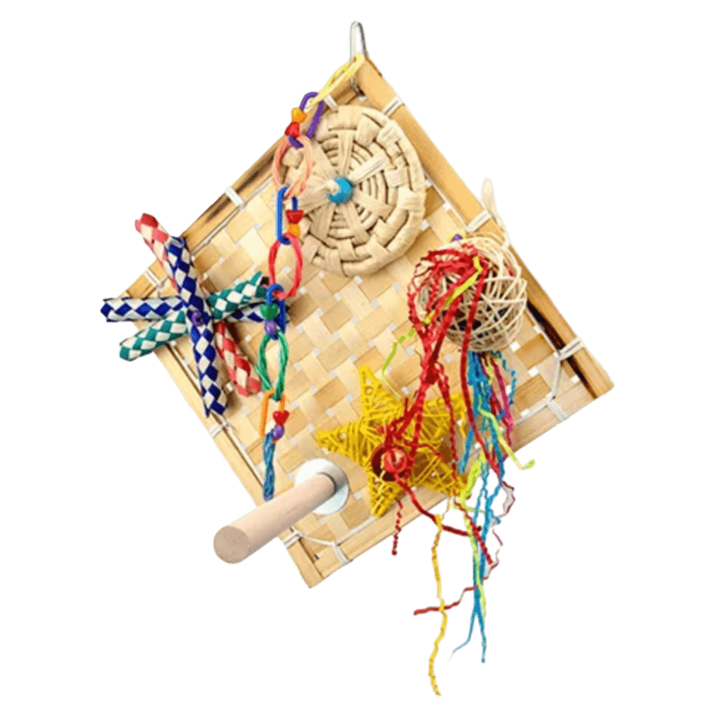 Desctructive Fiesta Wall With Perch Foraging Bird Toy