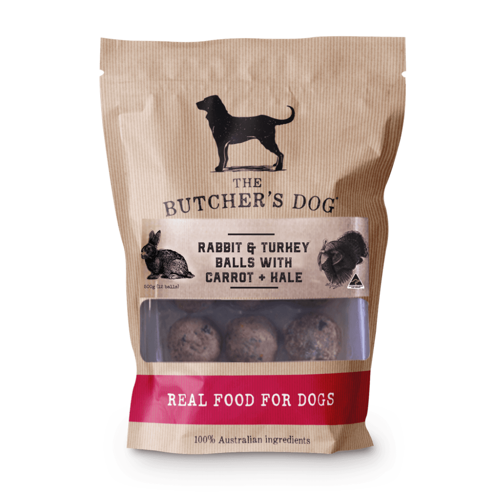 Rabbit Turkey Carrot & Kale Meatballs Adult Frozen Raw Dog Food