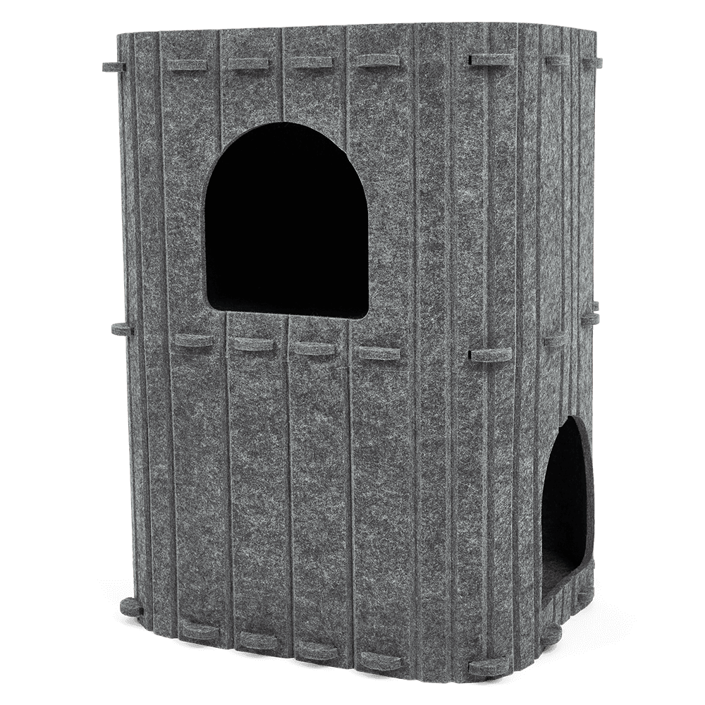 Double Storey Felt Cat Bed Grey
