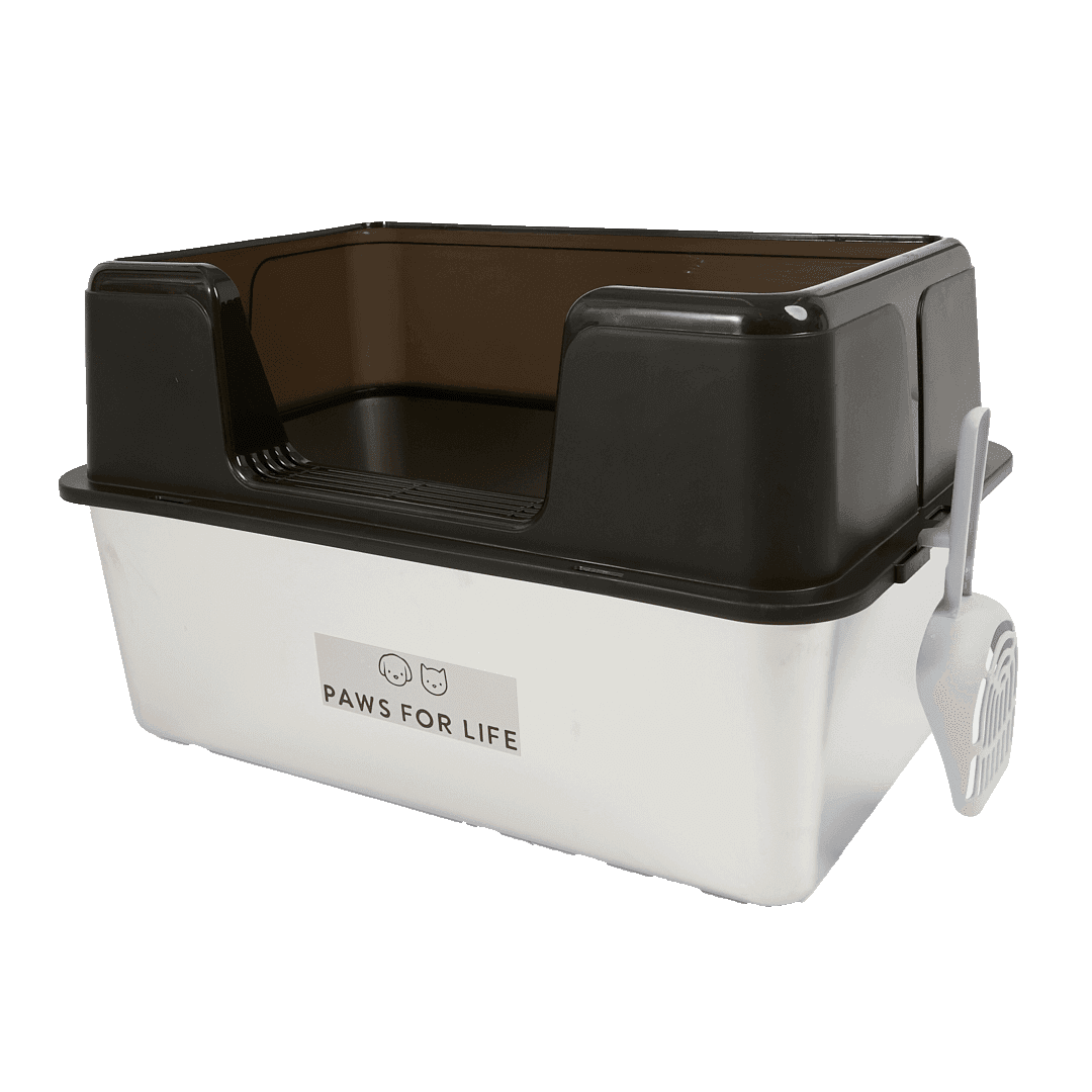 Front Opening Stainless Steel Cat Litter Box Black