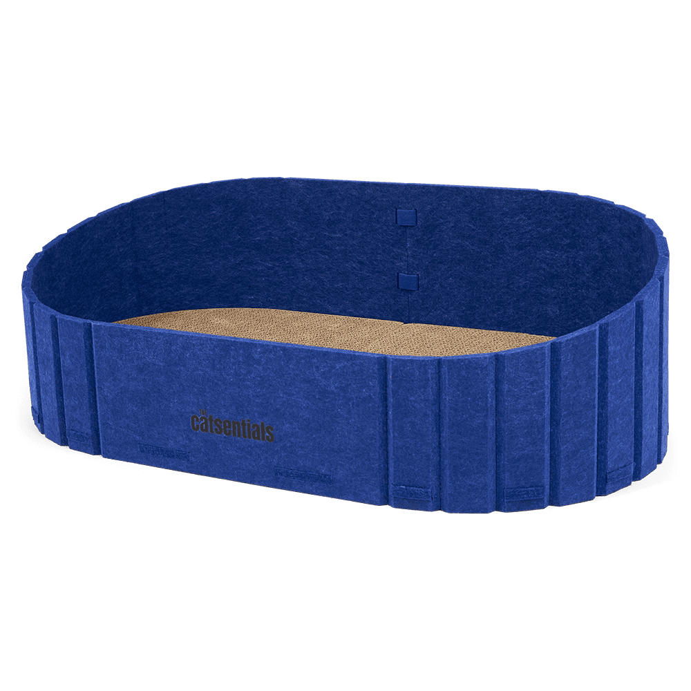 Oval Felt Cat Scratcher Bed Blue
