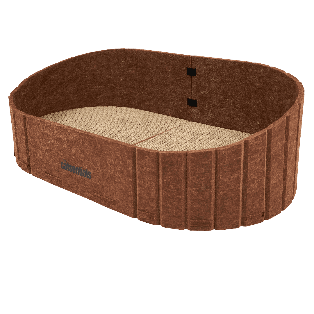 Oval Felt Cat Scratcher Bed Brown
