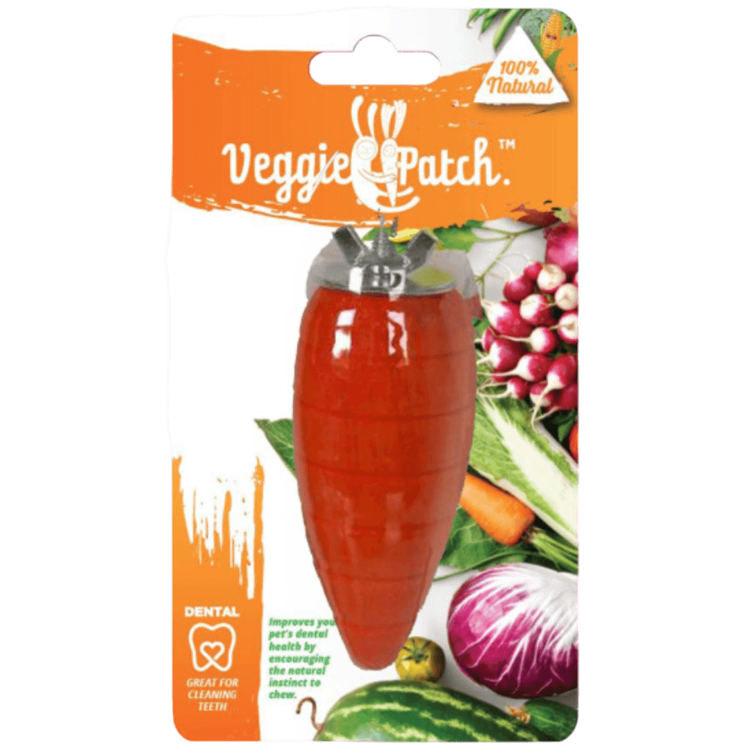 Veggie Patch Carrot To Gnaw Small Animal Wood Chew With Cage Attacher
